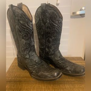 Circle B Black Distressed Cowboy Boots